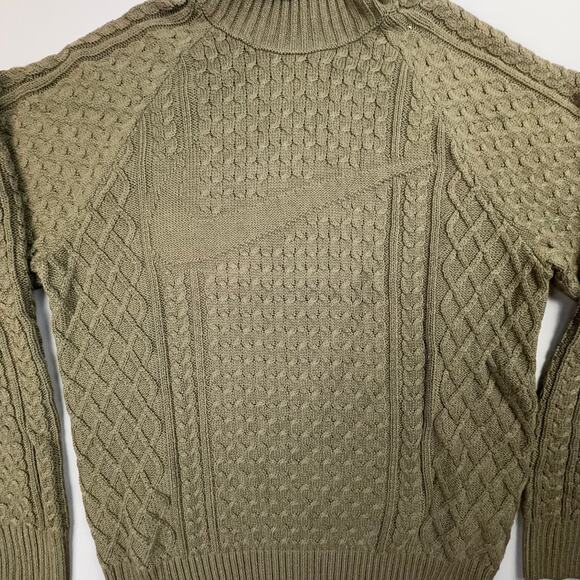 Nike Life Olive Cable Knit Oversized Turtleneck Sweater Men’s Small - Picture 4 of 6